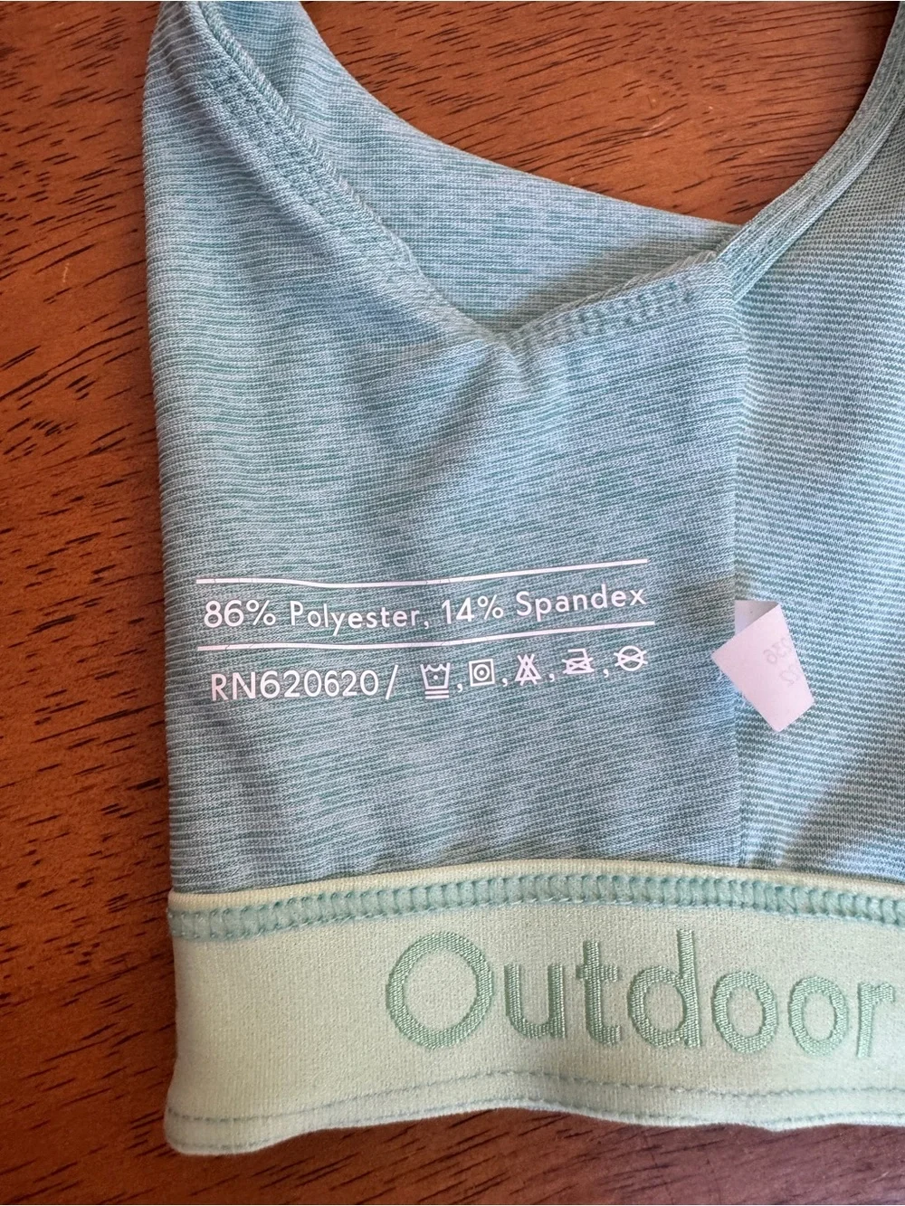 Outdoor Voices Sports Bra XS Teal Blue Logo Band Scoop Neck Workout Yoga